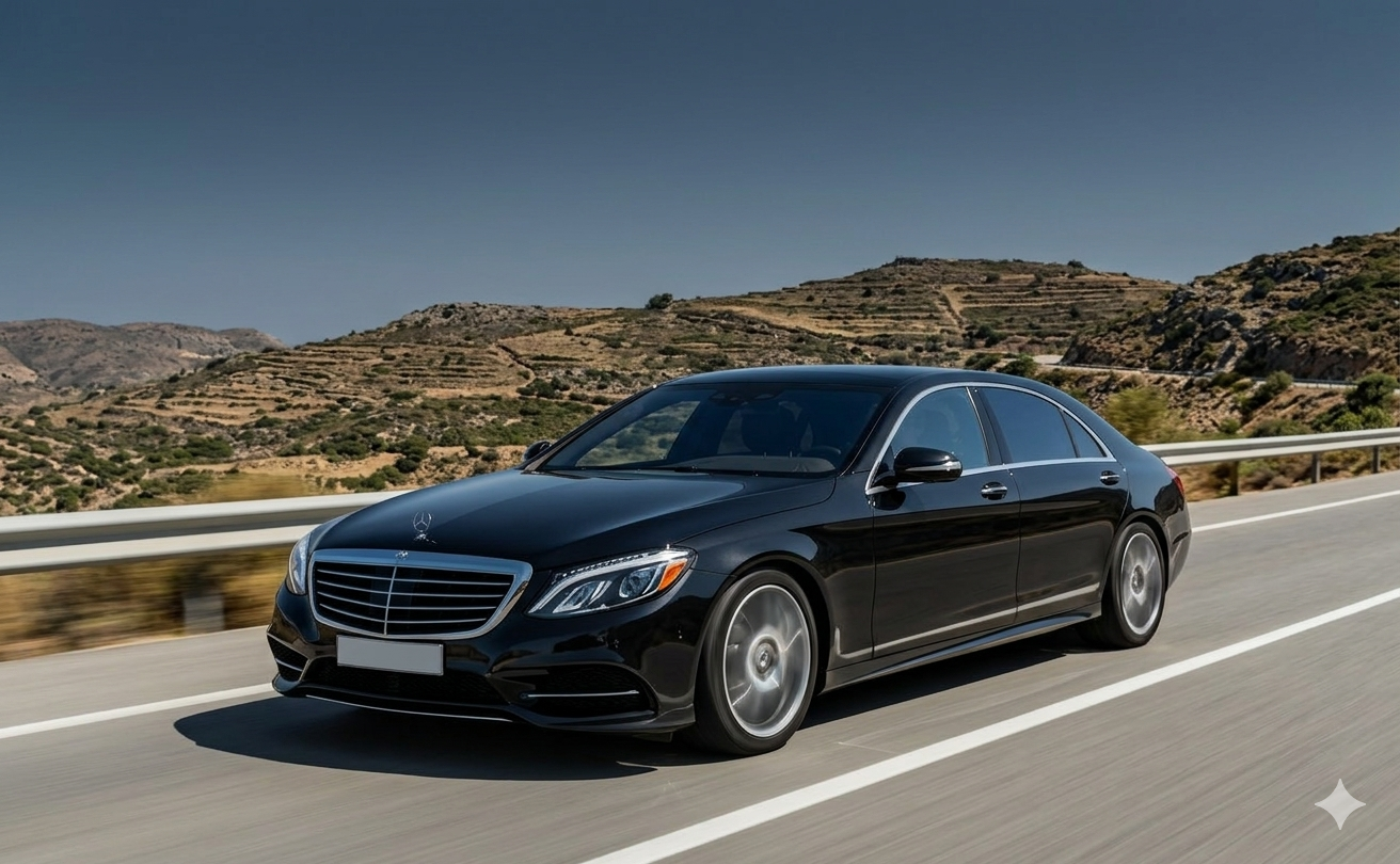 Professional chauffeur with luxury vehicle